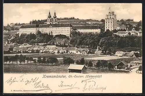 AK Kremsmünster, Ortsansicht mit grossem Gebäude
