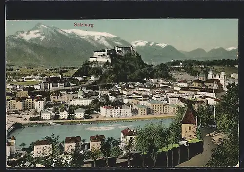 AK Salzburg, Ortsansicht mit Burg