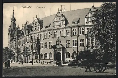 AK Erfurt, Hauptpostamt in der Strasse am Anger