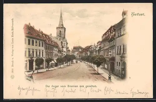 Lithographie Erfurt, Der Anger vom Brunnen aus gesehen