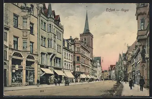 AK Erfurt, Strasse am Anger bei Dämmerung