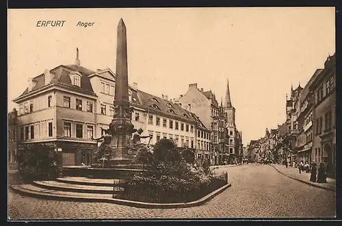 AK Erfurt, Blick auf Brunnen in der Anger Strasse