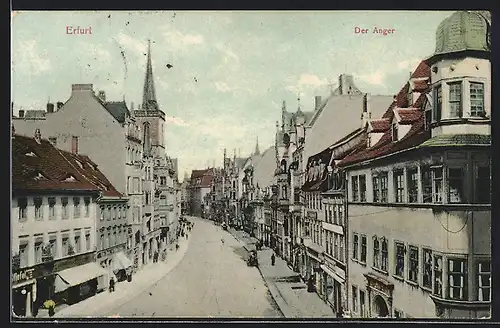 AK Erfurt, Blick in die Strasse am Anger bei Tag