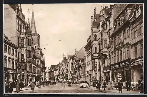 AK Erfurt, Strassenpartie mit Geschäft Onken & Barth, Anger