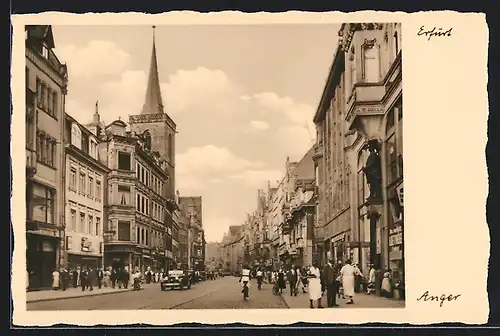 AK Erfurt, Autos und Fahrradfahrer in der Strasse am Anger