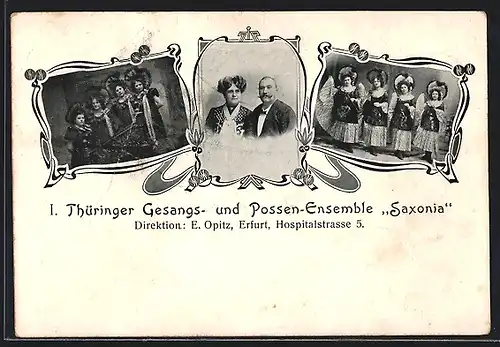 AK Erfurt, I. Thüringer Gesangs- und Possen-Ensemble Saxonia, Mehrfachansicht