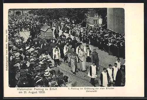 AK Erfurt, Historischer Festzug 1902, Festzug bei der Eröffnung der alten Erfurter Universität