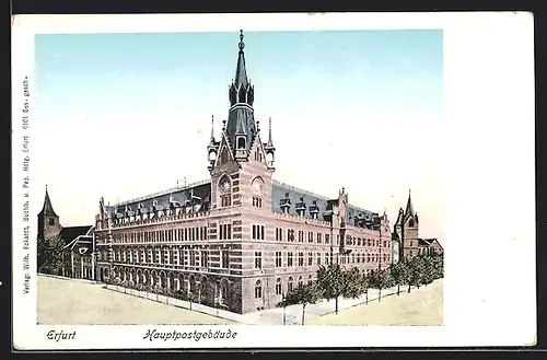 AK Erfurt, Blick auf das Hauptpostgebäude