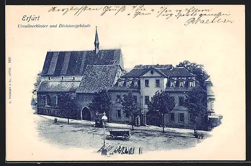 AK Erfurt, Anger-Strasse mit Ursulinerkloster und Divisionsgebäude