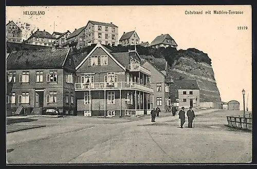 AK Helgoland, Oststrand mit Malhies-Terrasse