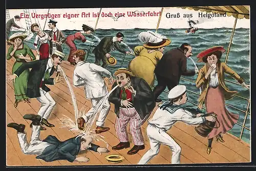 AK Schiffspassagiere übergeben sich an Deck