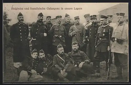 AK Belgische und französische Kriegsgefangene in deutschen Lagern