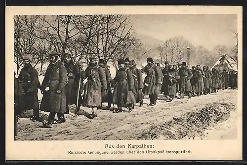 AK Uzsokpass, Transport russischer Gefangener im Winter