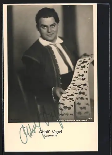 AK Opernsänger Adolf Vogel als Leporello, mit original Autograph