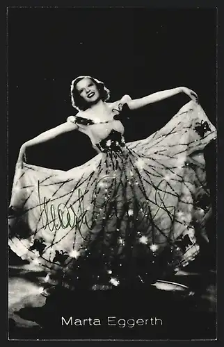 AK Opernsängerin Marta Eggerth auf der Bühne, mit original Autograph