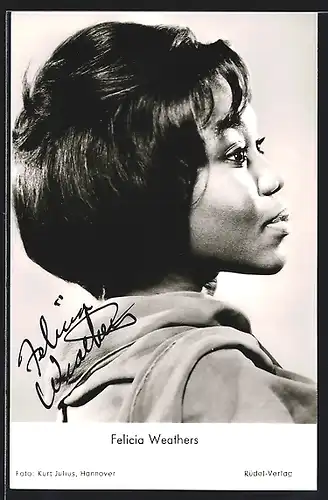 AK Opernsängerin Felicia Weathers im Profil, mit original Autograph