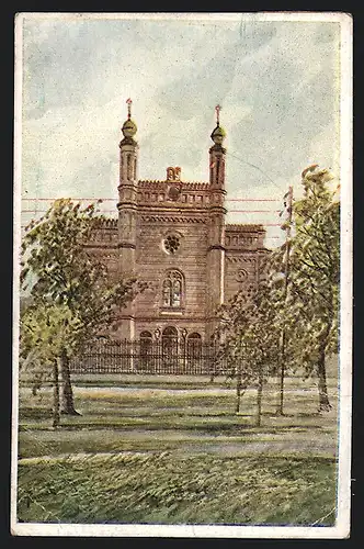 Künstler-AK Kassa, Templom Formica Turnov, Synagoge