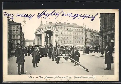 AK Wien, Der Eiserne Wehrmann am Schwarzenbergplatz, Nagelung