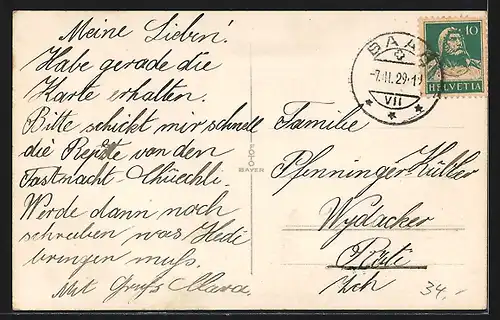 AK Baar, Mädchenheim, von der Strasse gesehen