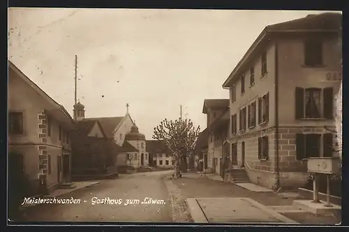 AK Meisterschwanden, Gasthaus zum Löwen, Strassenpartie