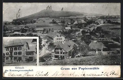 AK Worblaufen, Papiermühle, Gebäude der Konsumgenossenschaft, Teilansicht