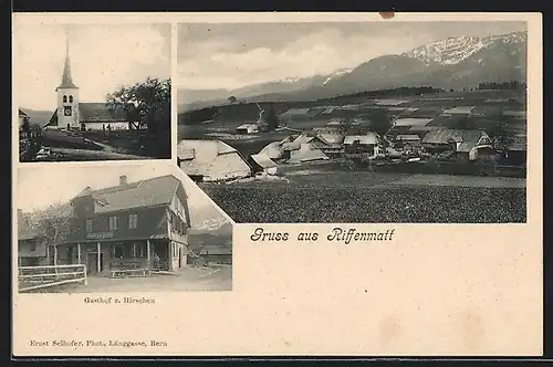 AK Riffenmatt, Gasthof zum Hirschen, Kirche, Teilansicht