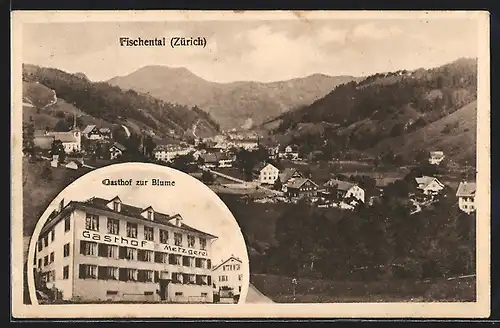 AK Fischenthal, Gasthof zur Blume, Panorama