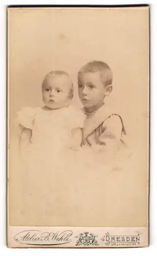 Fotografie Atelier B. Wehle, Dresden, zwei junge Knabe Herbert und Erhardt als Kinder, 1893