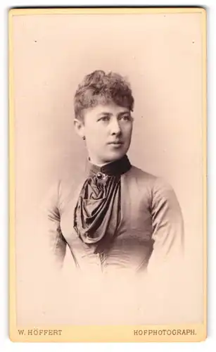 Fotografie W. Höffert, Dresden, Portrait Frau Amalie v. Hartz im Kleid