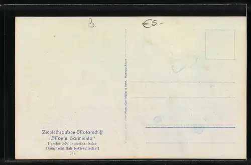 AK Passagierschiff Monte Sarmiento, Gesamtansicht