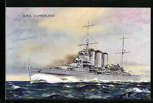 Künstler-AK H. M. S. Cumberland