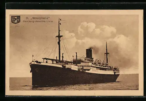 AK Dampfer Westphalia der Hamburg-Amerika Linie