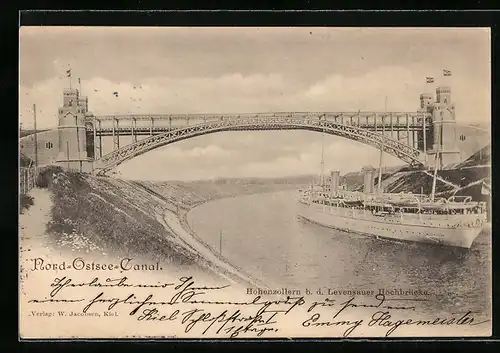 AK Dampfer Hohenzollern bei der Levensauer Hochbrücke im Nord-Ostsee-Kanal