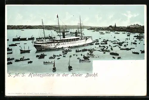 AK S. M. S. Hohenzollern in der Kieler Bucht