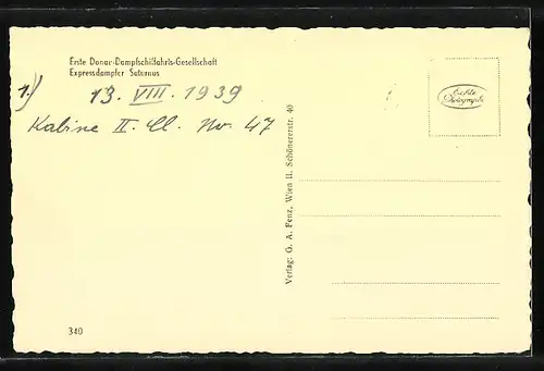 AK Expressdampfer Saturnus der Ersten Donau-Dampfschiffahrts-Gesellschaft