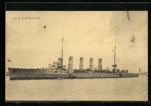 AK S. M. S. Stralsund im Wasser