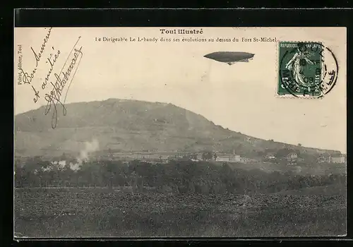 AK Toul, Zeppelin Lebaudy über Fort St-Michel