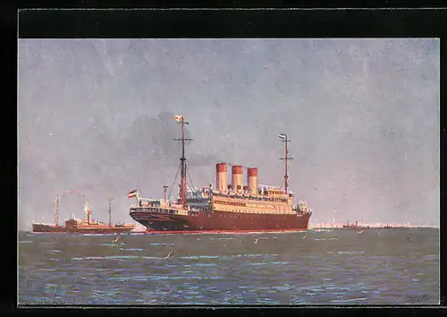 Künstler-AK Dampfer Cap Polonio auf dem La Plata