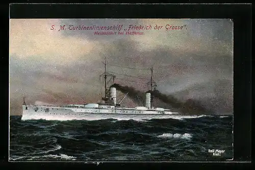 AK S.M. Turbinenlinienschiff Friedrich der Grosse, Meilenfahrt bei Haffkrug