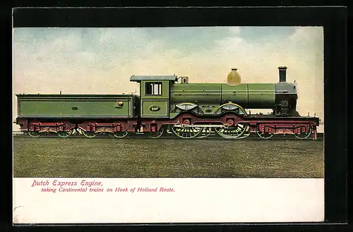 AK Dutch Express Engine taking Continental trains on Hook of Holland Route, Eisenbahn