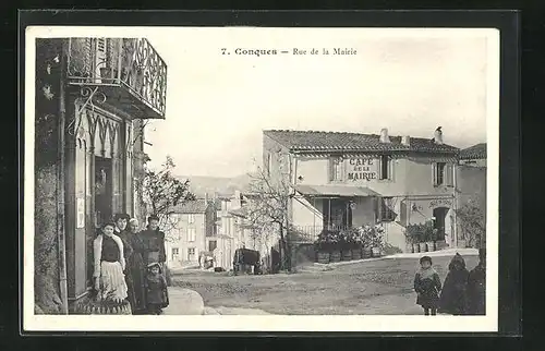 AK Conques, Rue de la Mairie, Strassenpartie