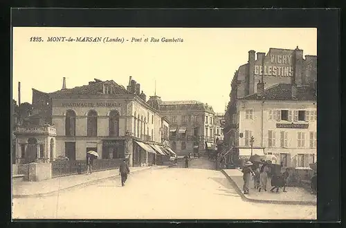 AK Mont-de-Marsan, Pont et Rue Rambetta
