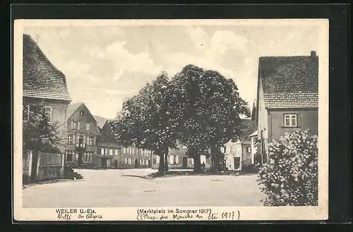 AK Weiler, Marktplatz im Sommer 1917