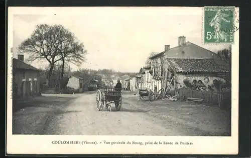 AK Coulombiers, vue générale du Bourg, prise de la Route de Poitiers