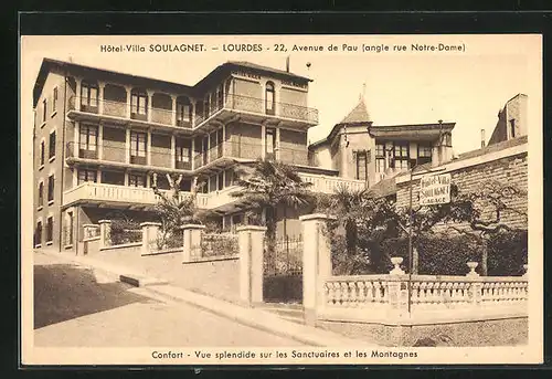 AK Lourdes, Hôtel-Villa Soulagent, Avenue de Pau