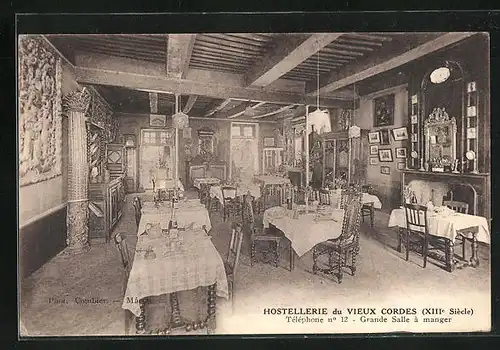 AK Cordes-sur-Ciel, Hostellerie du Vieux Cordes, Grande Salle á Manger