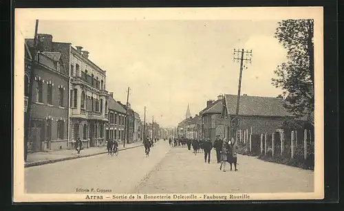 AK Arras, Sortie de la Bonneterie Deletoille, Faubourg Rouville