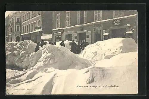 AK Morez sous la neige, La Grande-Rue en Hiver