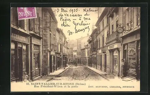 AK Saint-Vallier-sur-Rhone, Rue Président-Wilson et la poste