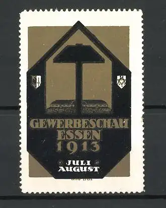 Reklamemarke Essen, Gewerbeschau 1913, Messelogo Hammer